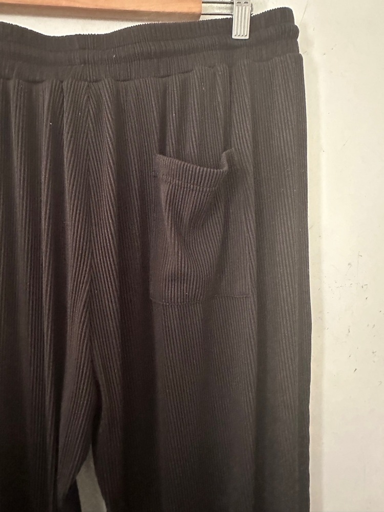Coofandy Pants Womens Size XL Black Wideleg Ribbed Drawstring Waist Back Pockets - Picture 13 of 15